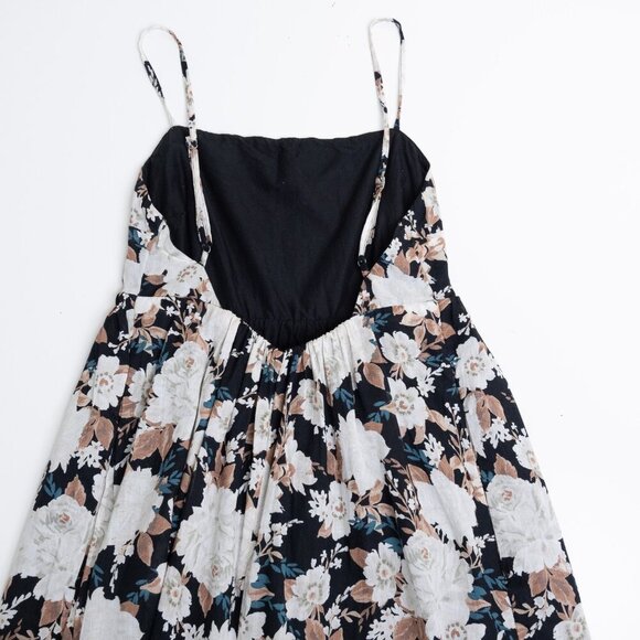 Abercrombie & Fitch Tiered Floral Maxi Dress Black White Cotton Small - Picture 10 of 15